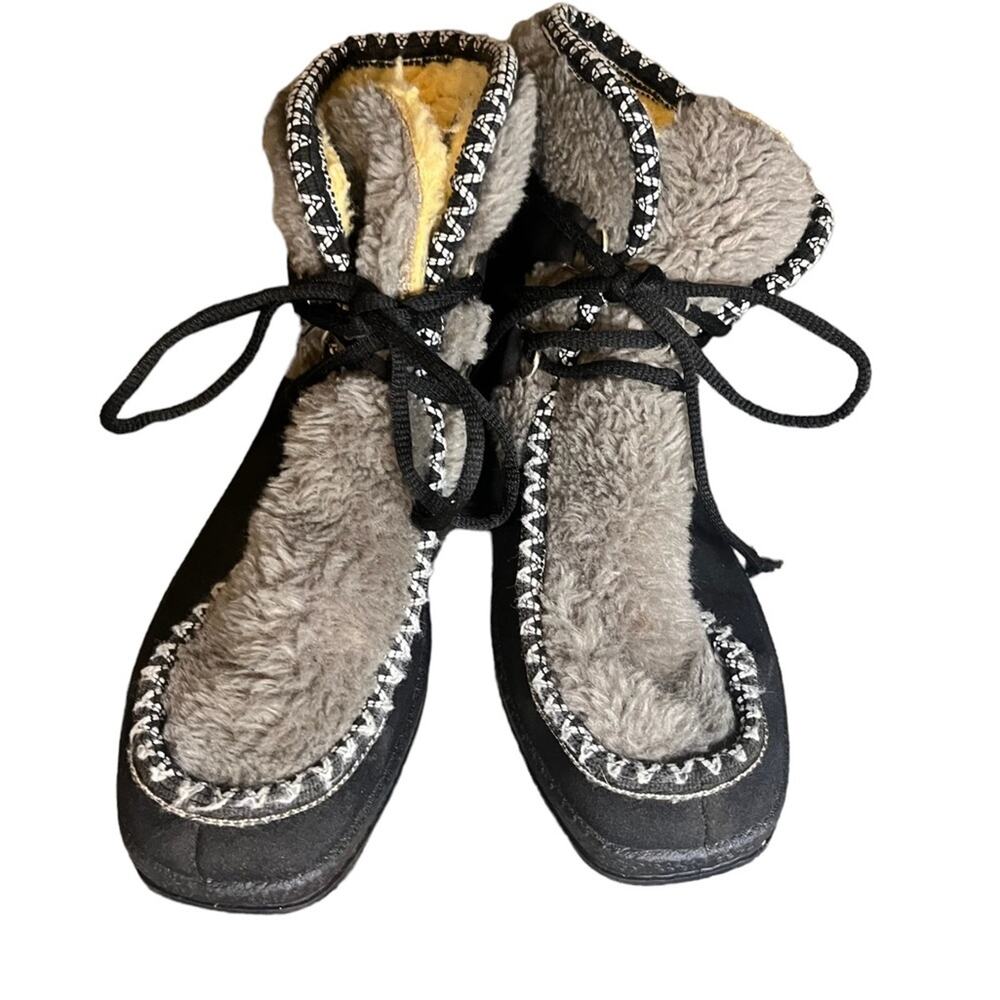 Vtg 70’s Snowland Winter Furry Sherpa Lined Warm Lace-Up Inuit Alaskan Boots 6 - Picture 5 of 7